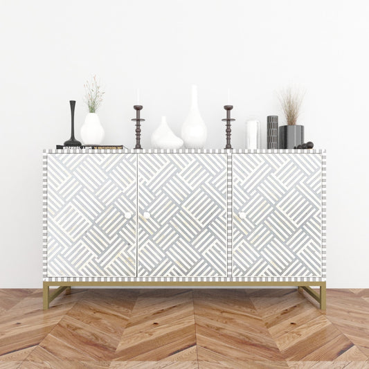 Ameerah Cabinet - Grey & White Bone Inlay