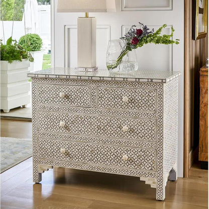 Yasmine Chest of Drawers - Grey Bone Inlay