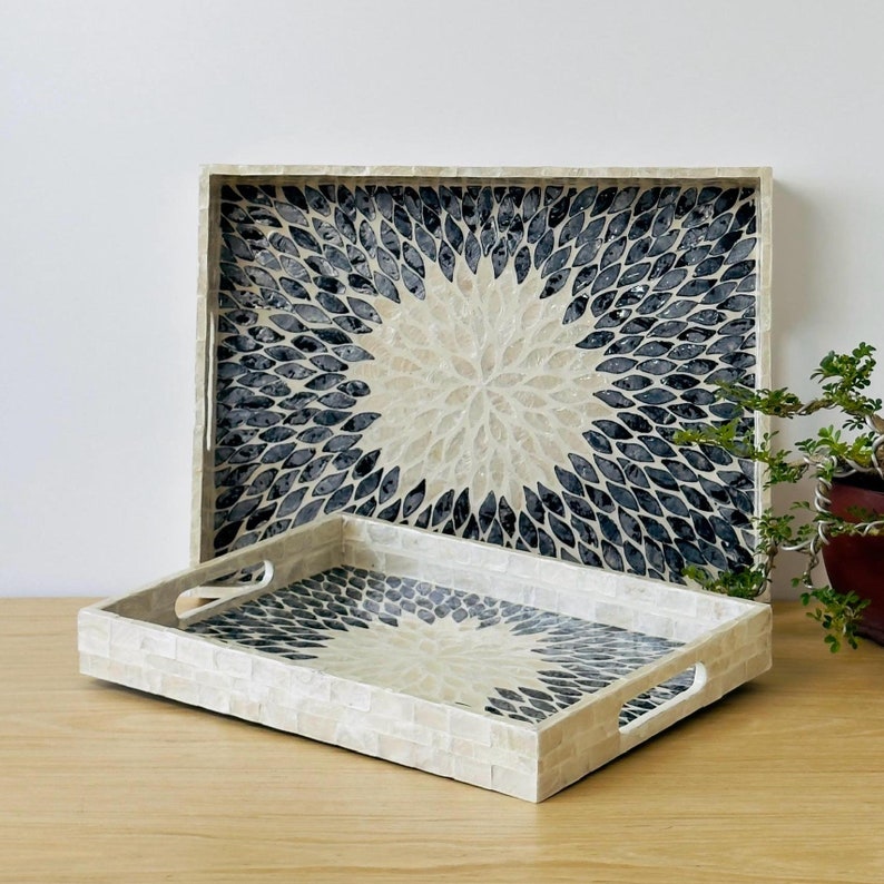 Saima Tray - Blue Mother Of Pearl front side