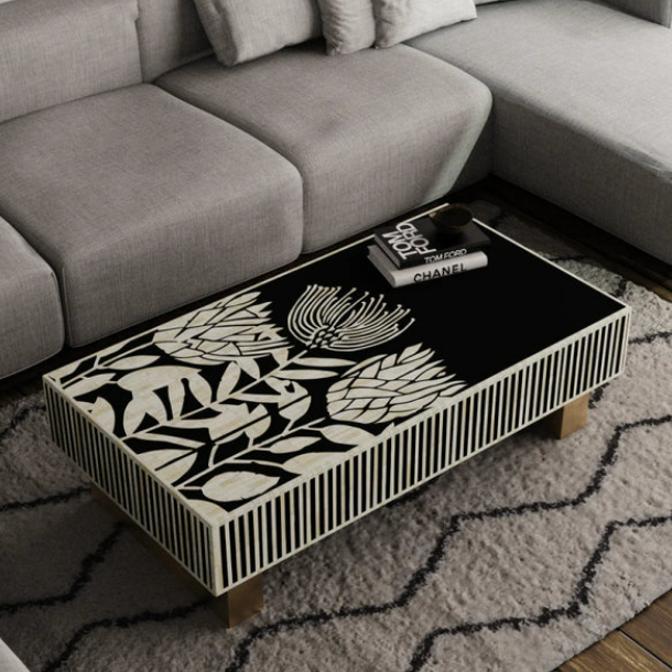 Alira Coffee Table - Black Bone Inlay