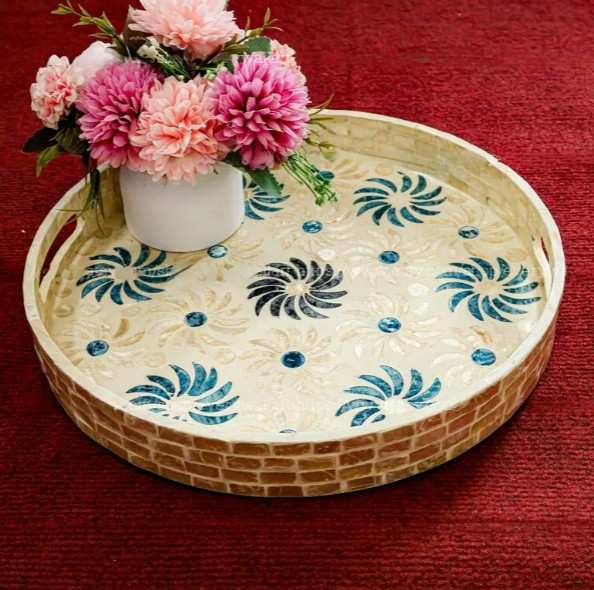 Haira Tray - Blue Mother Of Pearl front side