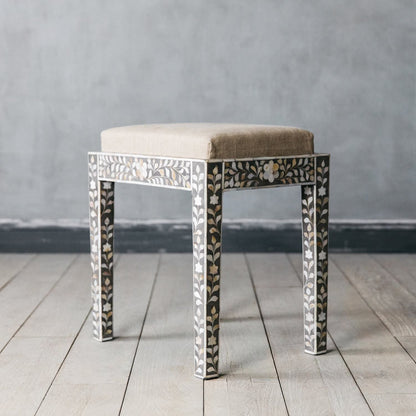 Iris Dresser Console & Stool - Black Mother of Pearl