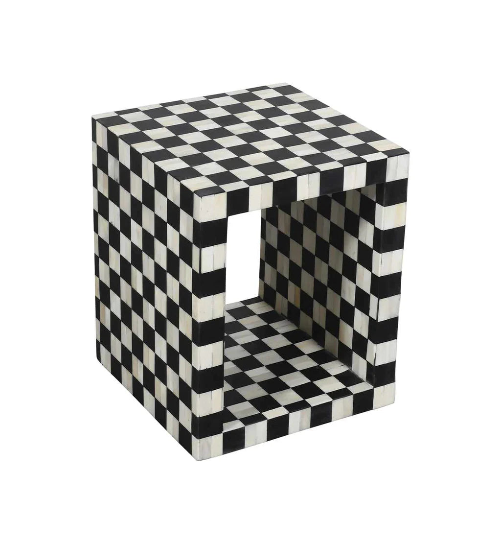 Mizaan Side Table - Black Bone Inlay