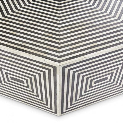 Ehan Coffee Table - Grey & White Bone Inlay closer