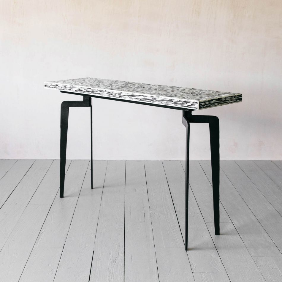 Meena Console Table - Black & White Bone Inlay