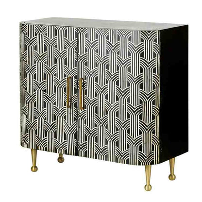 Abla Cabinet - Black & White Bone Inlay FRONT SIDE