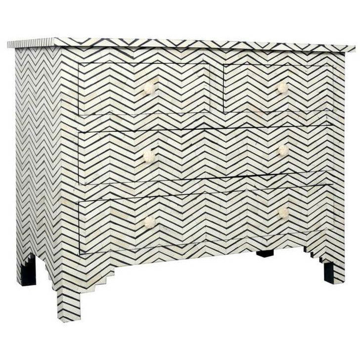 Isra Chest of Drawers - Black & White Bone Inlay