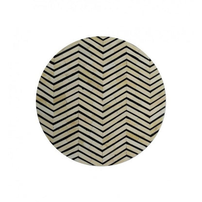 Isra Round Side Table - Black & White Bone Inlay