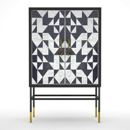 Eve Cabinet - Black & White Bone Inlay