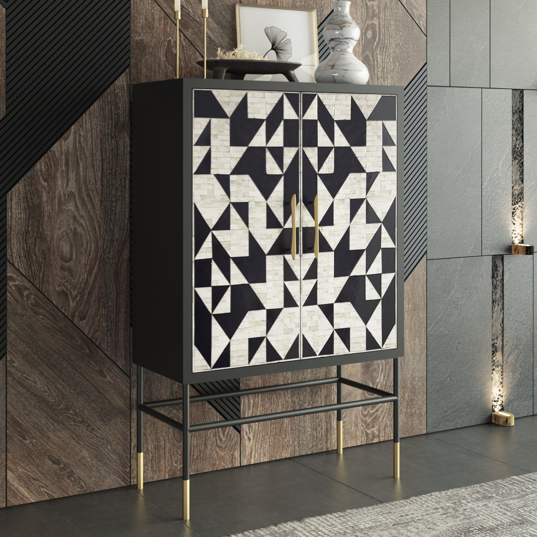 Eve Cabinet - Black & White Bone Inlay