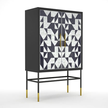 Eve Cabinet - Black & White Bone Inlay