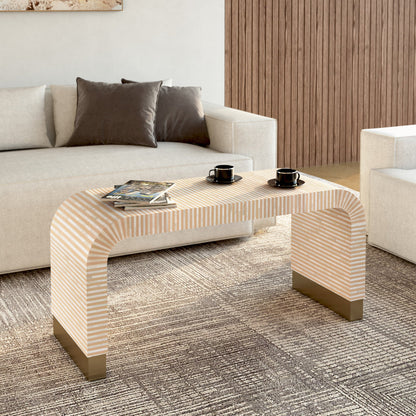 Sabih Coffee Table - Brown & White Bone Inlay