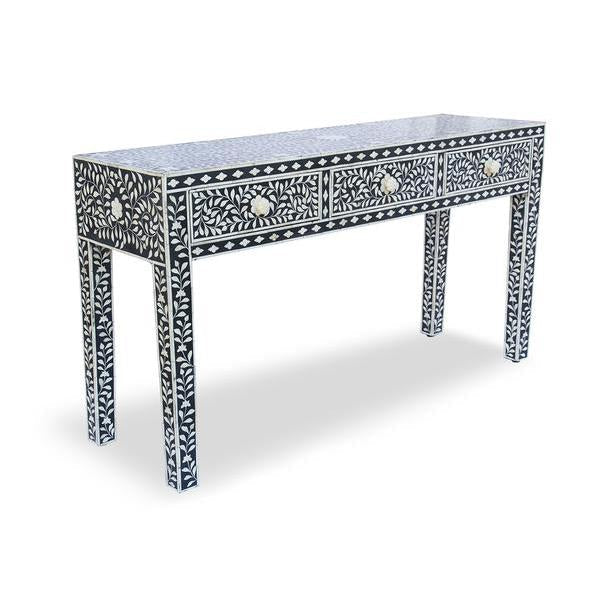 Arwa Console Desk - Blue Bone Inlay front side