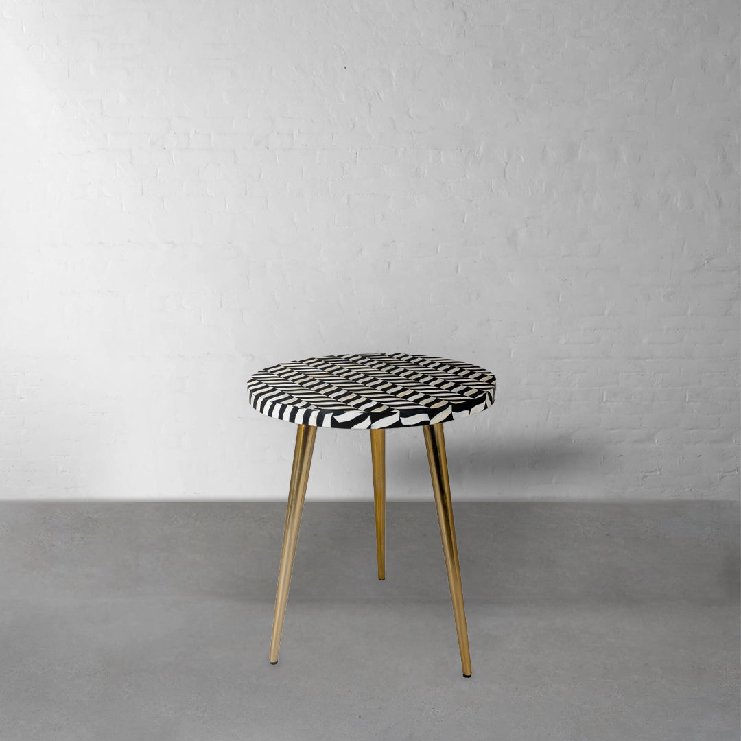 Minha Side Table - Black Bone Inlay front side