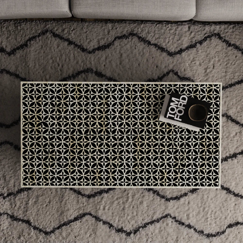 Yarah Coffee Table - Black & White Bone Inlay