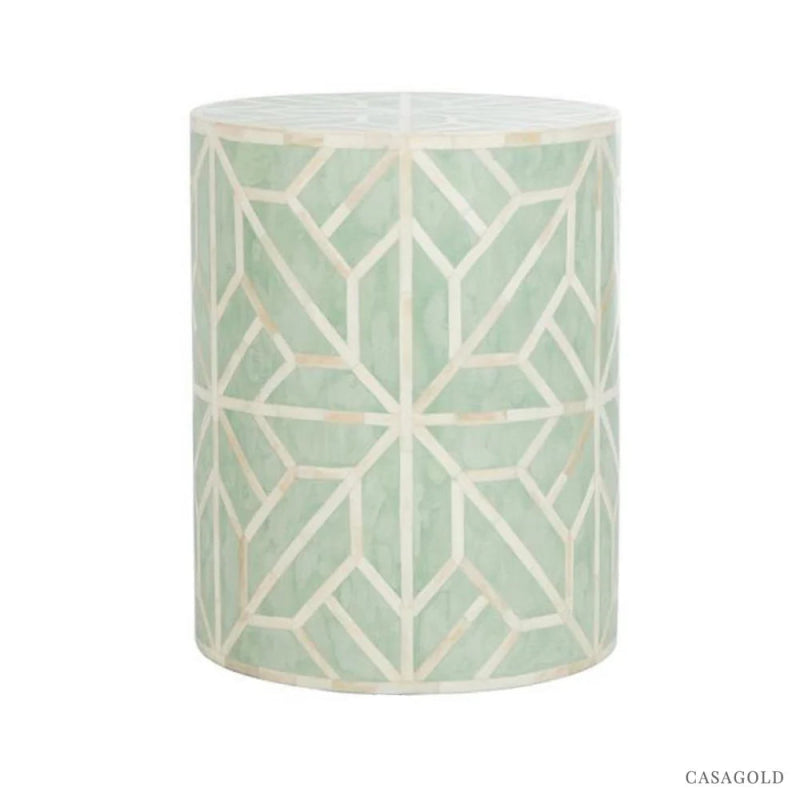 Amnan Side Table - Green Bone Inlay front side