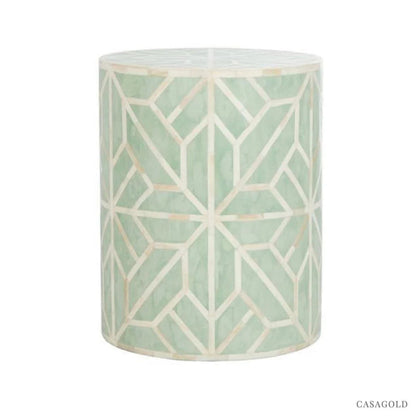 Amnan Side Table - Green Bone Inlay front side