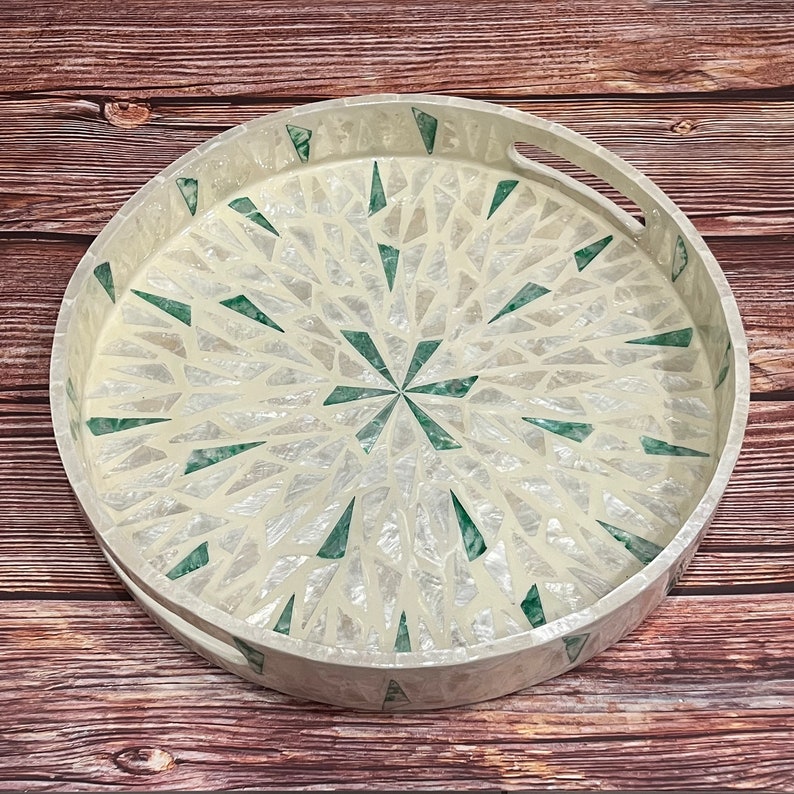 Emaar Tray - Green Mother Of Pearl front side