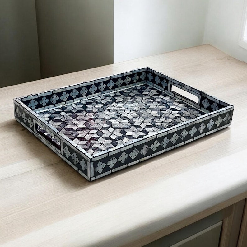 Hiyam Tray - Black Mother Of Pearl front side