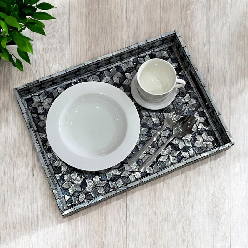 Hiyam Tray - Black Mother Of Pearl front side