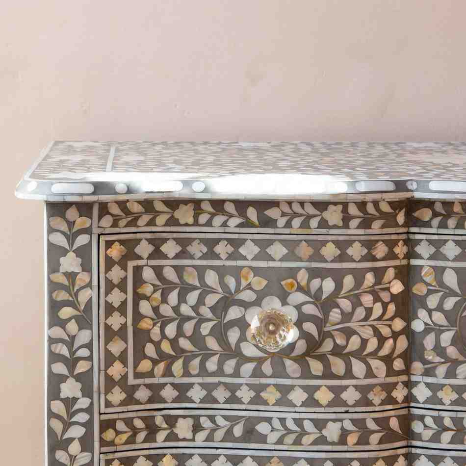 Aayat Chest of Drawers - White Mother of Pearl closer 