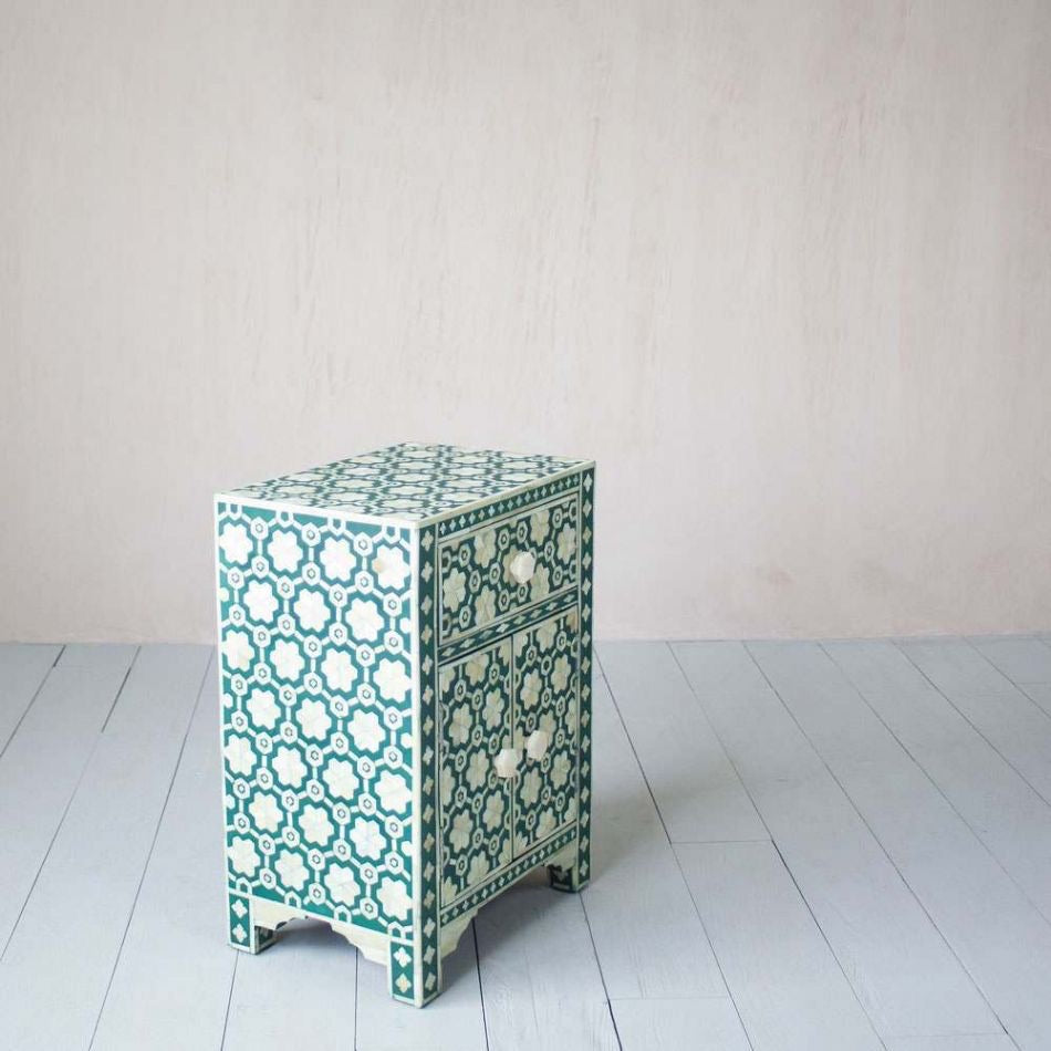 Murah Side Drawer - Green Bone Inlay