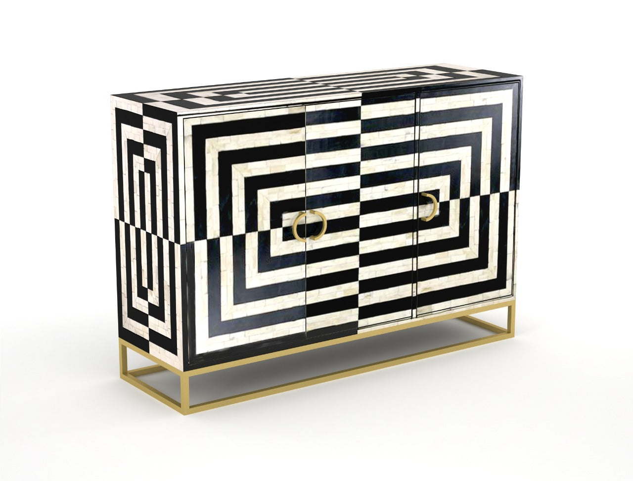 Zuri Cabinet - Black & White Bone Inlay