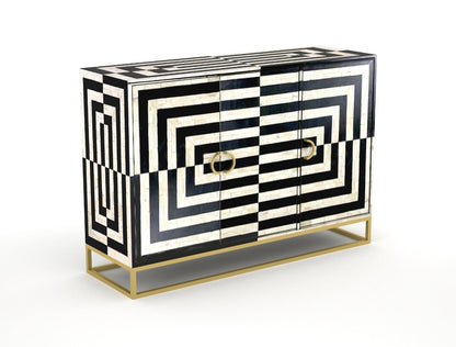 Zuri Cabinet - Black & White Bone Inlay