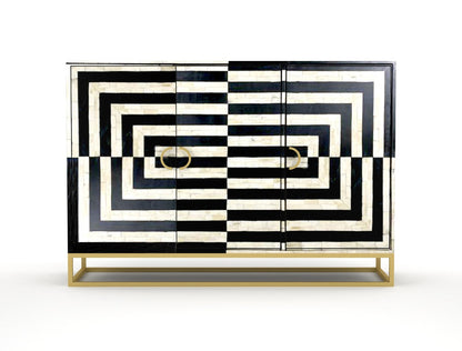 Zuri Cabinet - Black & White Bone Inlay