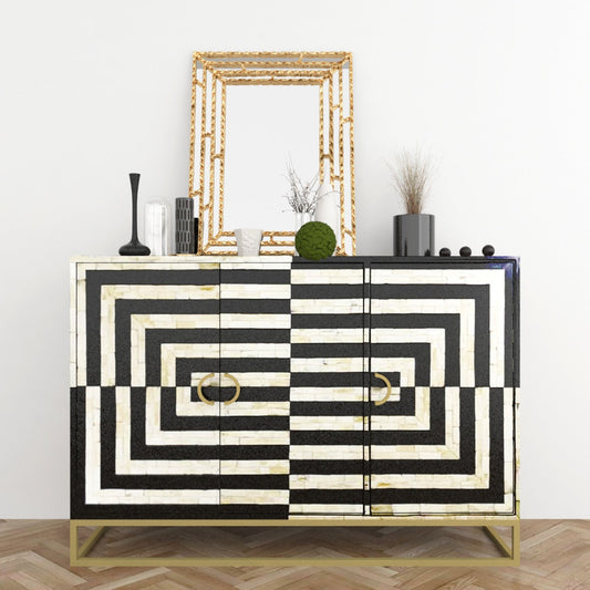 Zuri Cabinet - Black & White Bone Inlay