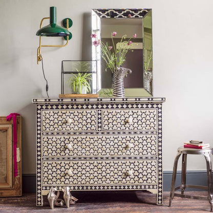 Vaan Chest of Drawers - Black & White Bone Inlay