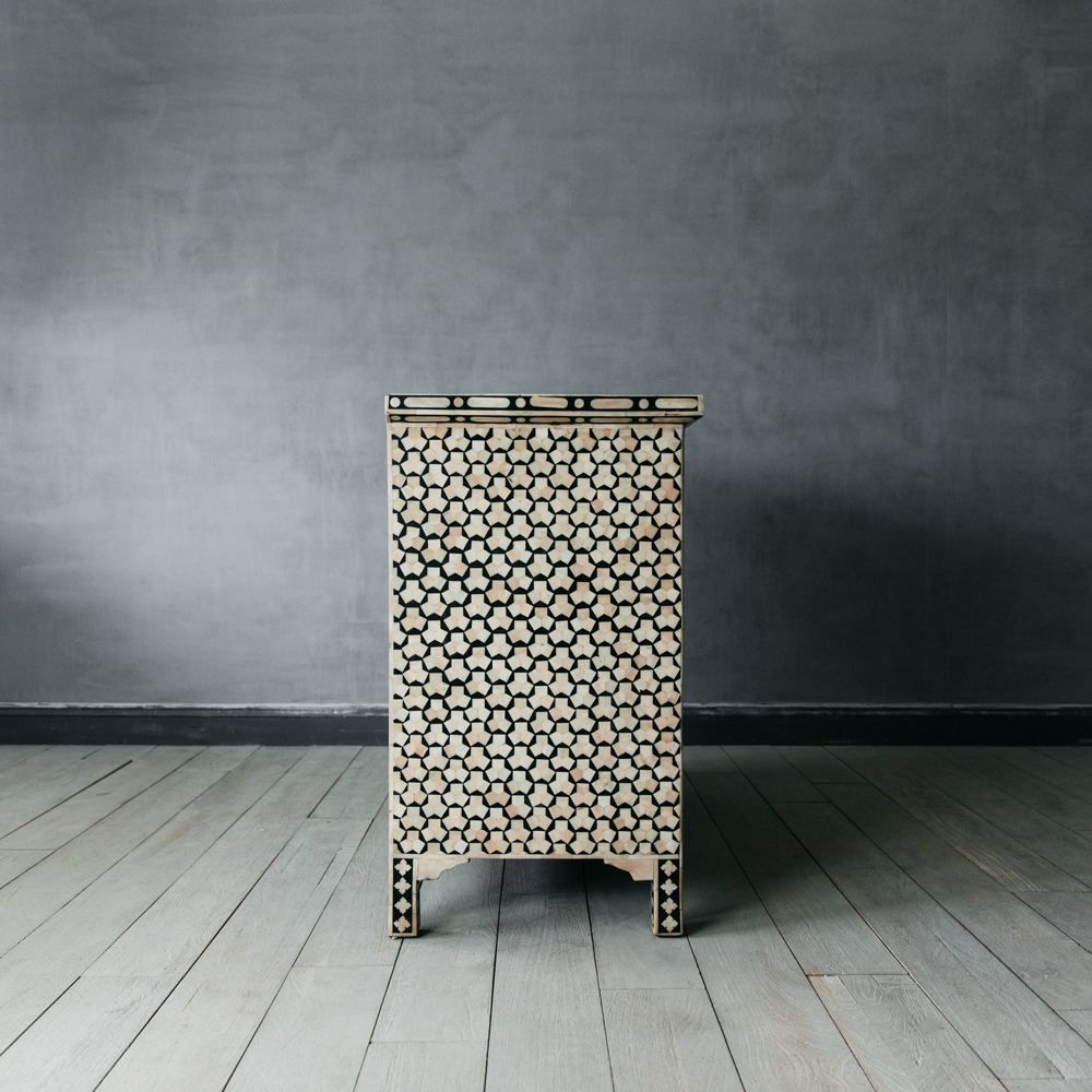 Vaan Chest of Drawers - Black & White Bone Inlay