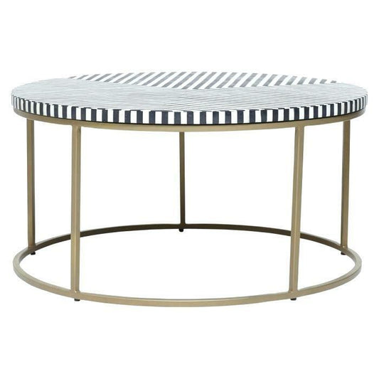 Abir Coffee Table - Black & White Bone Inlay