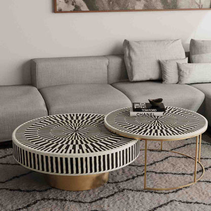 Aaima Coffee Table - Black & White Bone Inlay