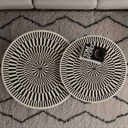 Aaima Coffee Table - Black & White Bone Inlay