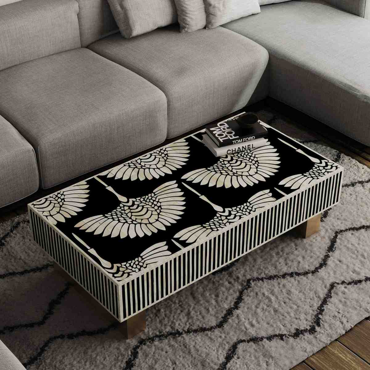 Enisa Coffee Table - Black Bone Inlay