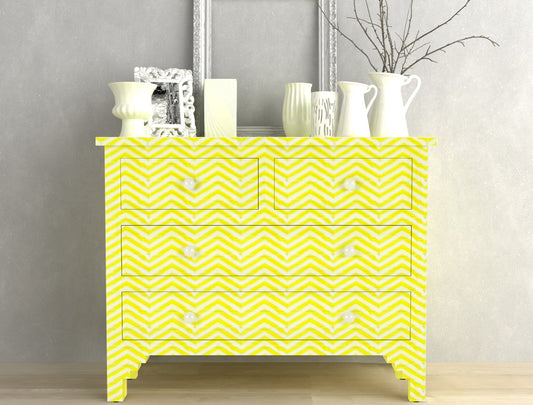 Isra Chest of Drawers - Yellow Bone Inlay